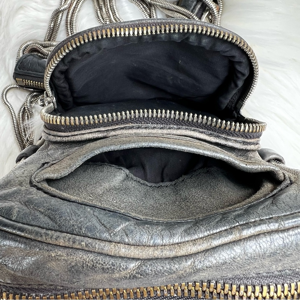 Alexander Wang Crossbody Bag Leather Distressed Grunge Rock - Picture 7 of 15